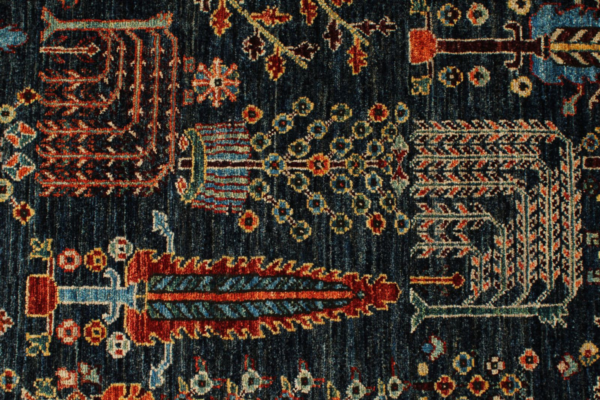8x11 Navy and Blue Anatolian Traditional Rug