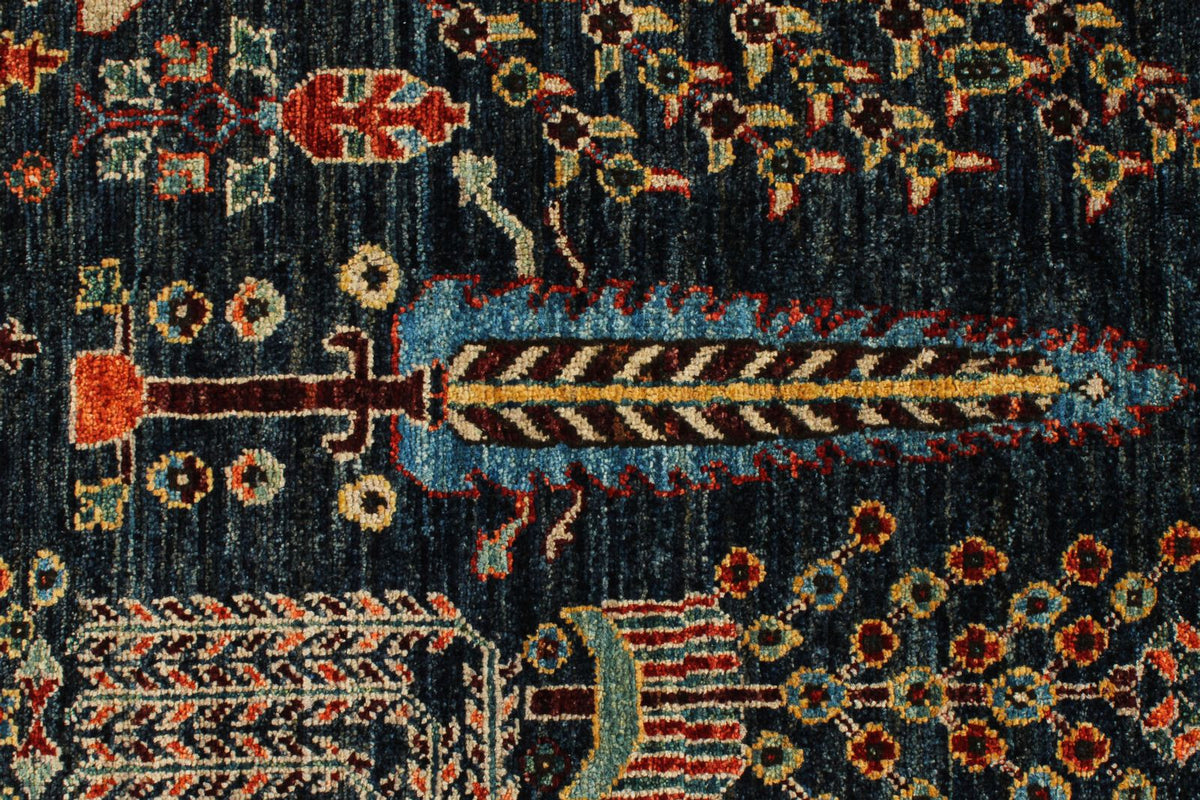 8x11 Navy and Blue Anatolian Traditional Rug
