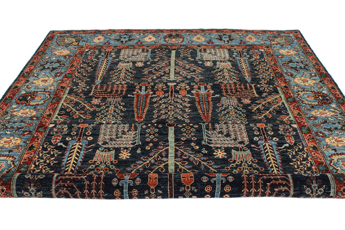 8x11 Navy and Blue Anatolian Traditional Rug