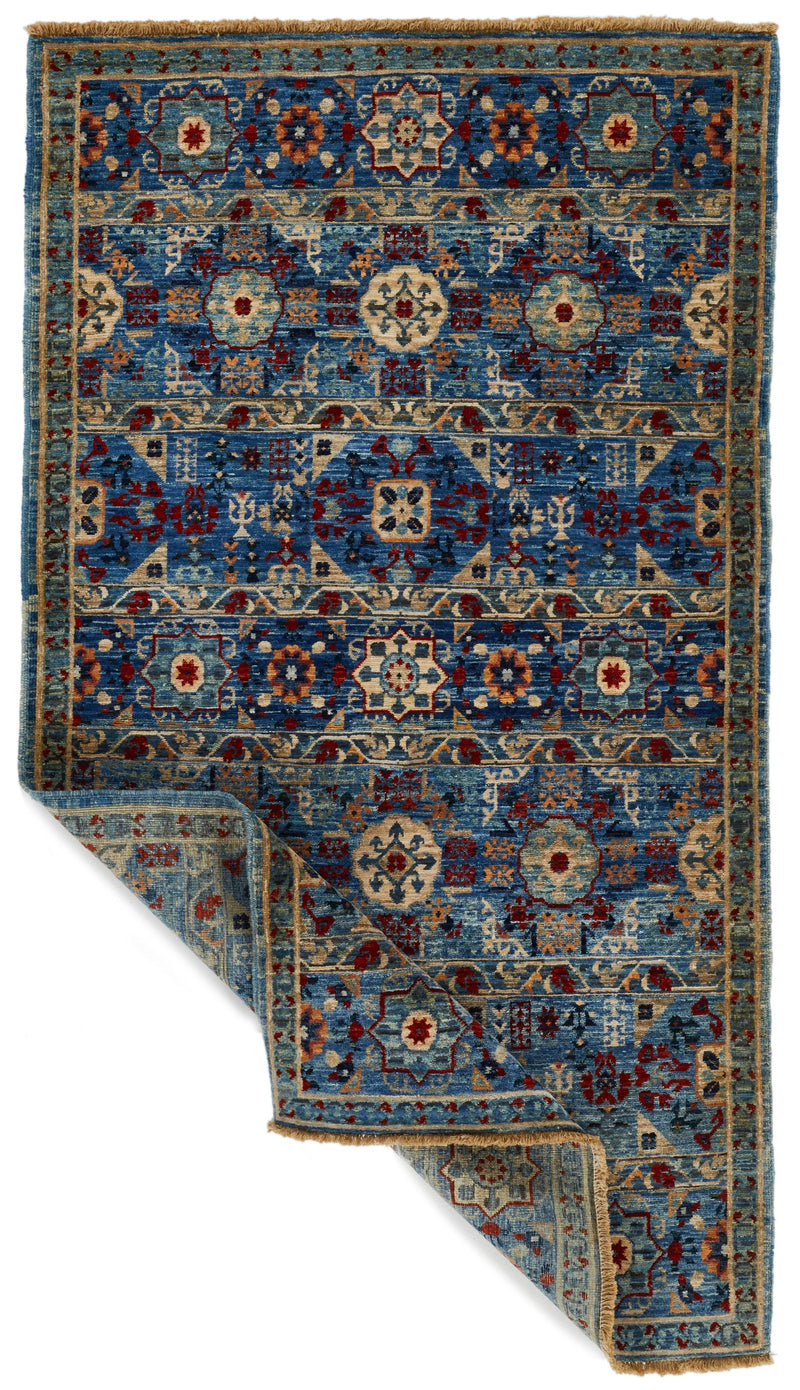 3x5 Blue and Multicolor Anatolian Traditional Rug