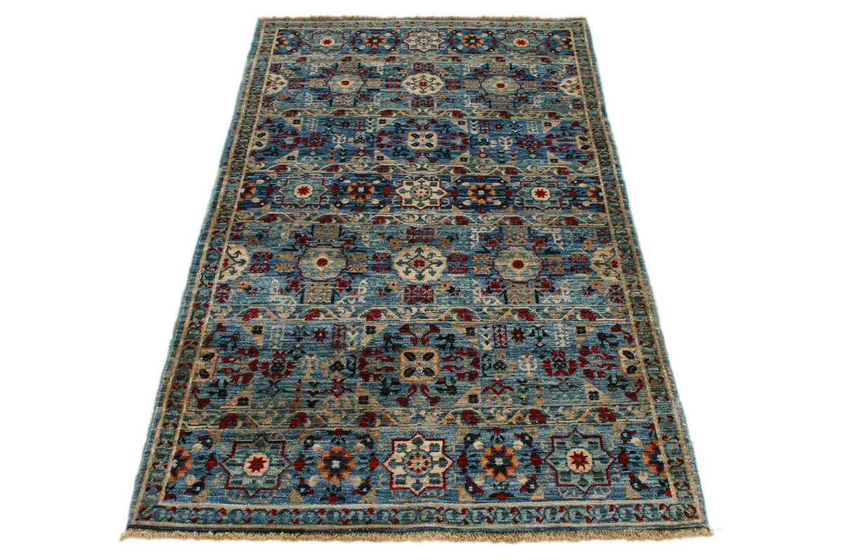 3x5 Blue and Multicolor Anatolian Traditional Rug