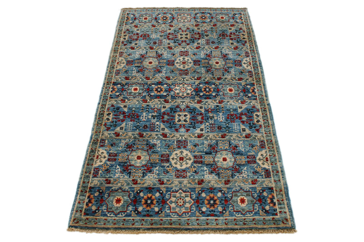 3x5 Blue and Multicolor Anatolian Traditional Rug