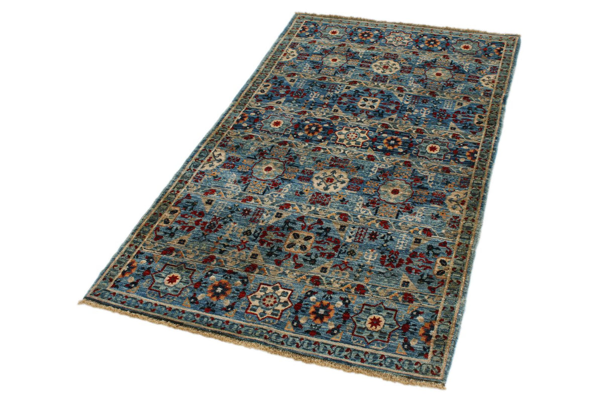 3x5 Blue and Multicolor Anatolian Traditional Rug