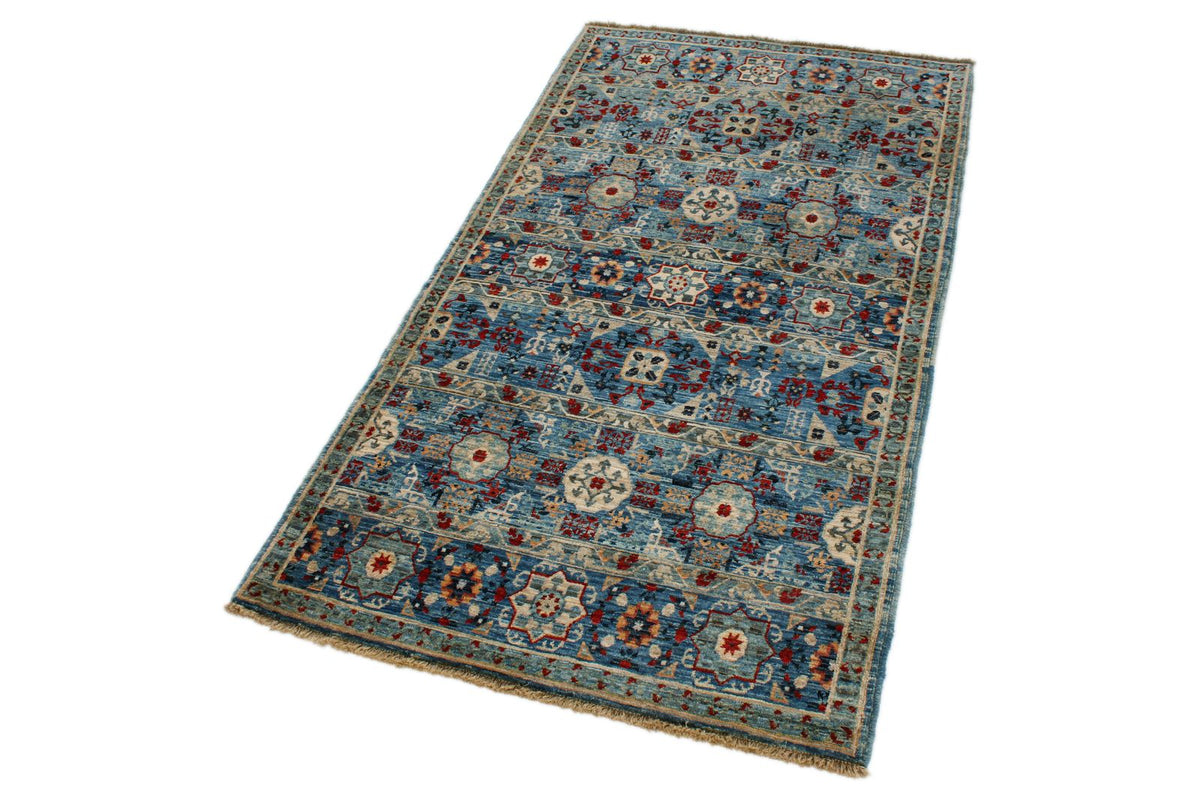 3x5 Blue and Multicolor Anatolian Traditional Rug