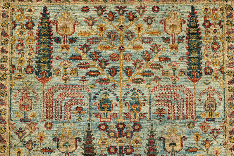 3x5 Blue and Rust Traditional Rug