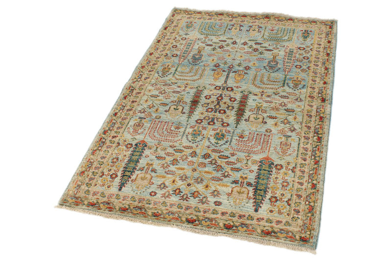 3x5 Blue and Rust Traditional Rug