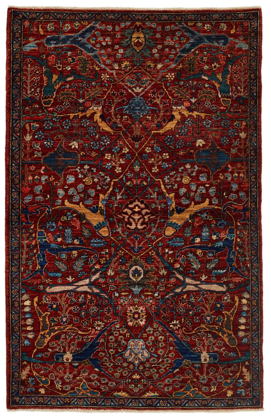 3x5 Rust and Multicolor Anatolian Traditional Rug