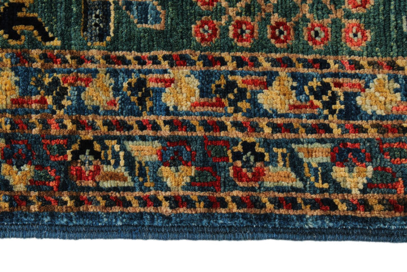 3x5 Navy and Green Traditional Rug