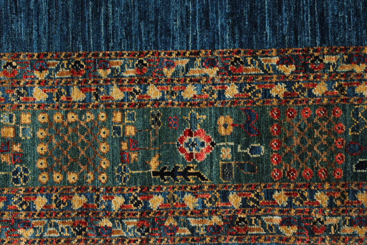 3x5 Navy and Green Traditional Rug