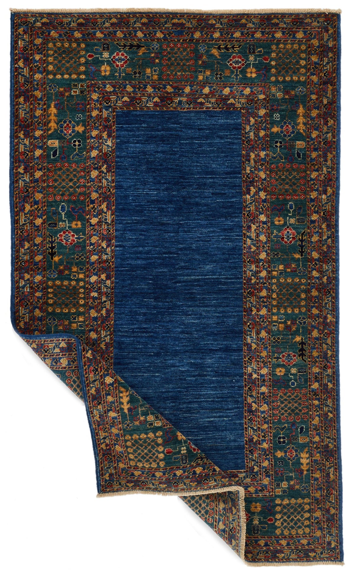 3x5 Navy and Green Traditional Rug