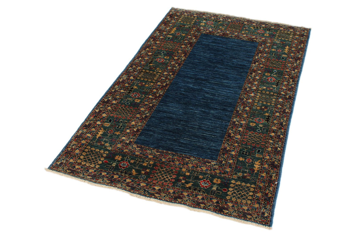 3x5 Navy and Green Traditional Rug