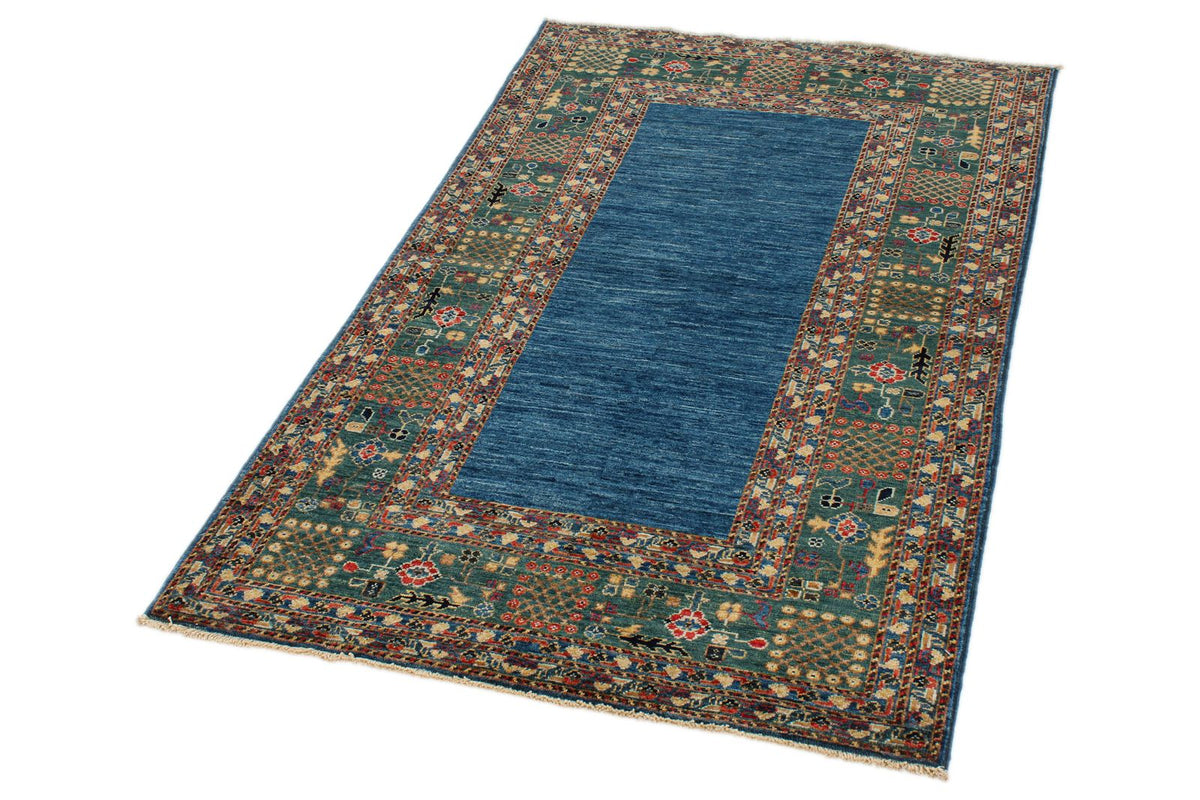 3x5 Navy and Green Traditional Rug