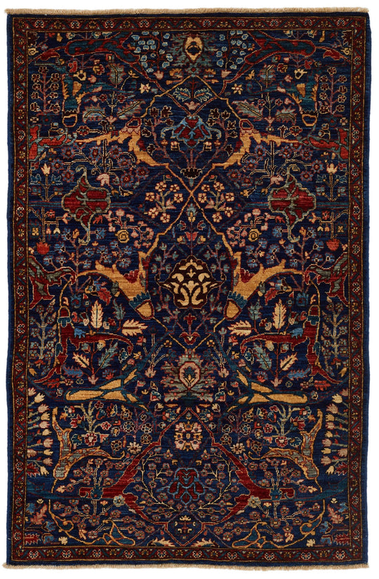3x5 Navy and Multicolor Anatolian Traditional Rug
