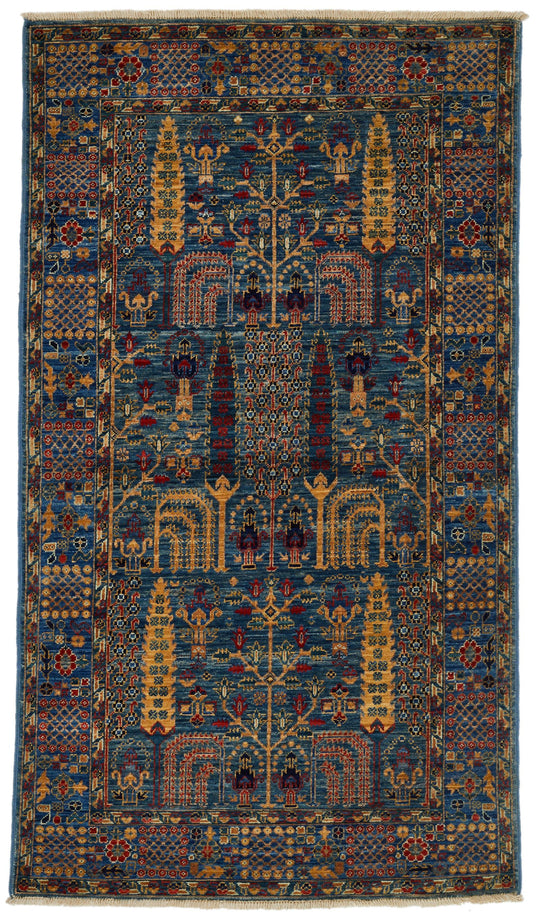 3x5 Blue and Multicolor Traditional Rug