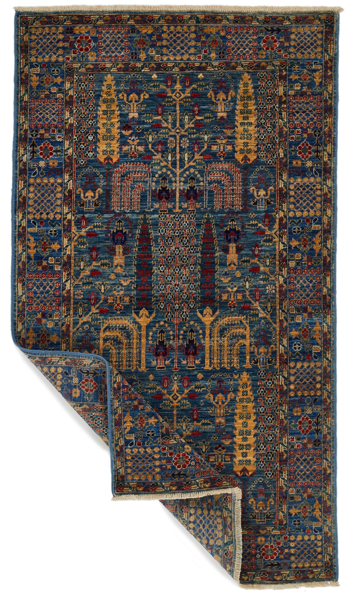 3x5 Blue and Multicolor Traditional Rug