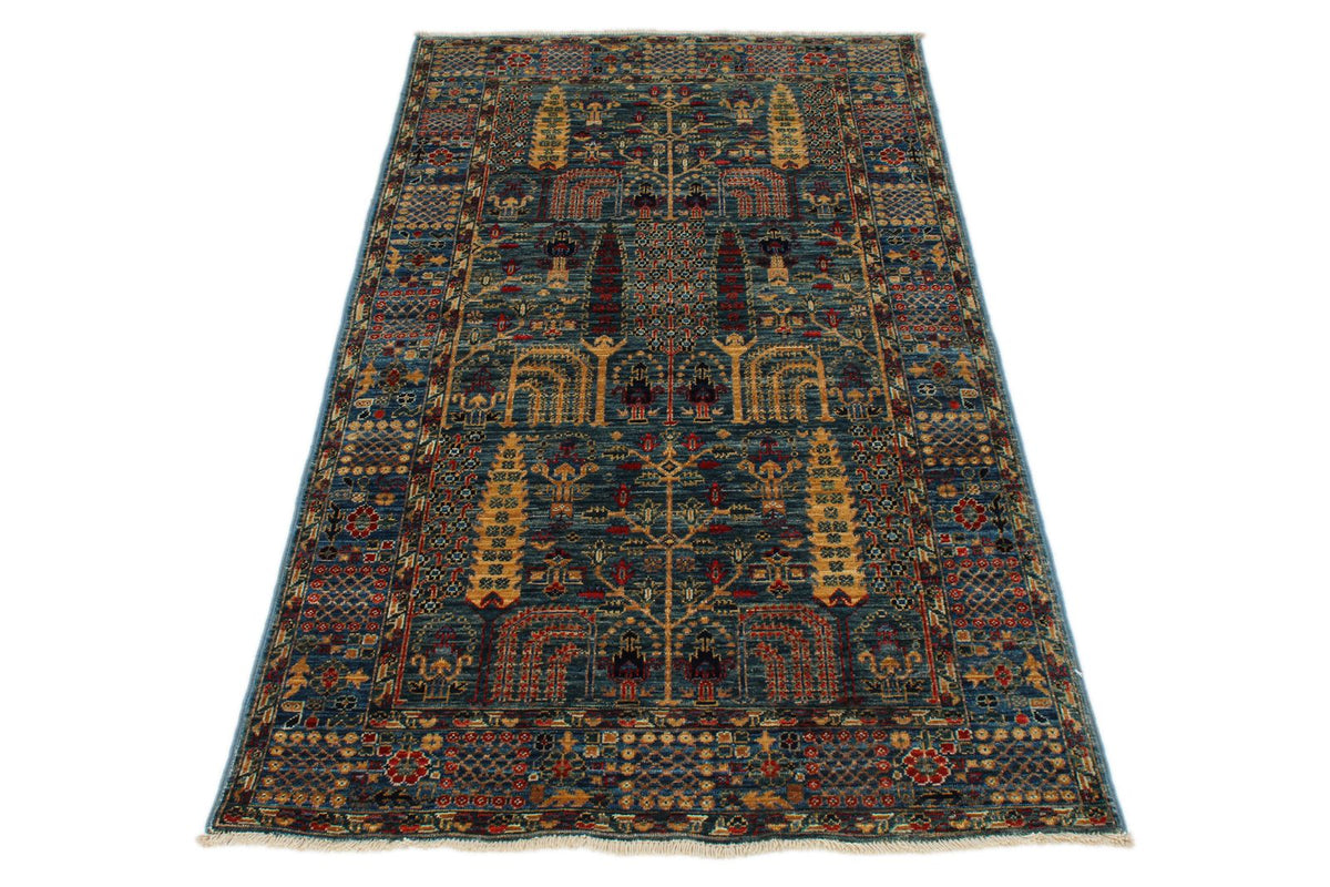 3x5 Blue and Multicolor Traditional Rug
