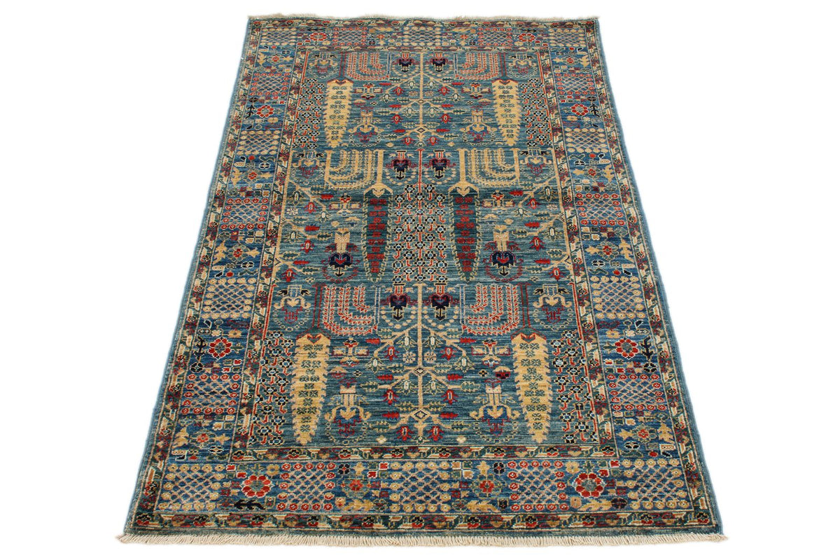 3x5 Blue and Multicolor Traditional Rug