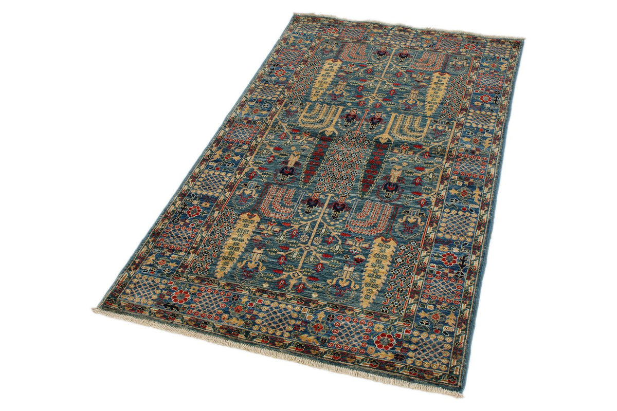 3x5 Blue and Multicolor Traditional Rug