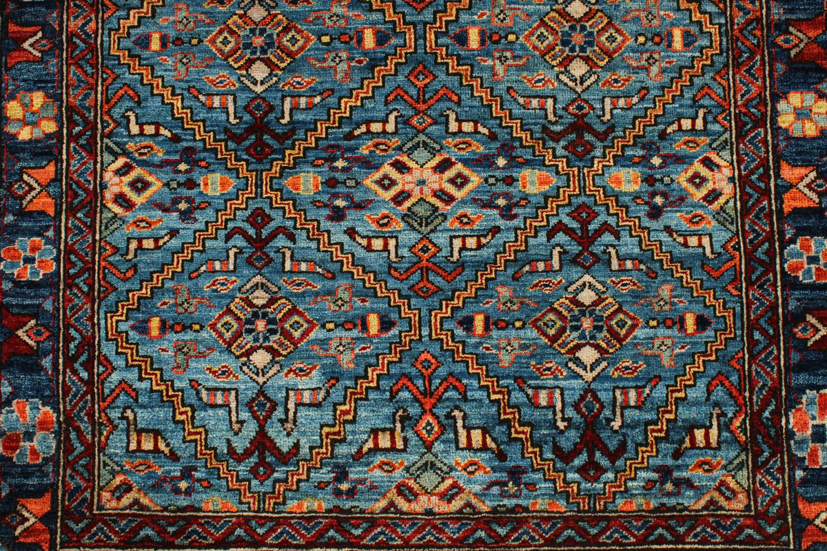 3x5 Blue and Navy Traditional Rug