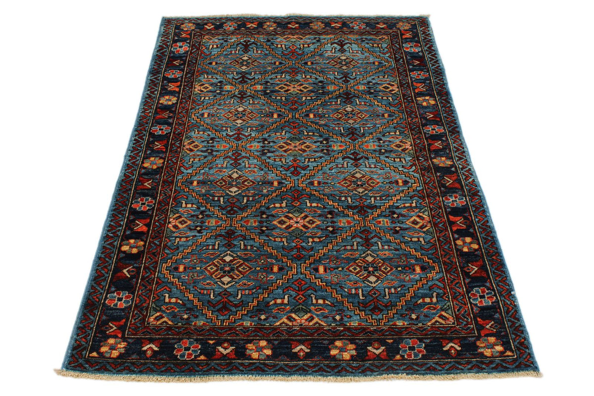 3x5 Blue and Navy Traditional Rug