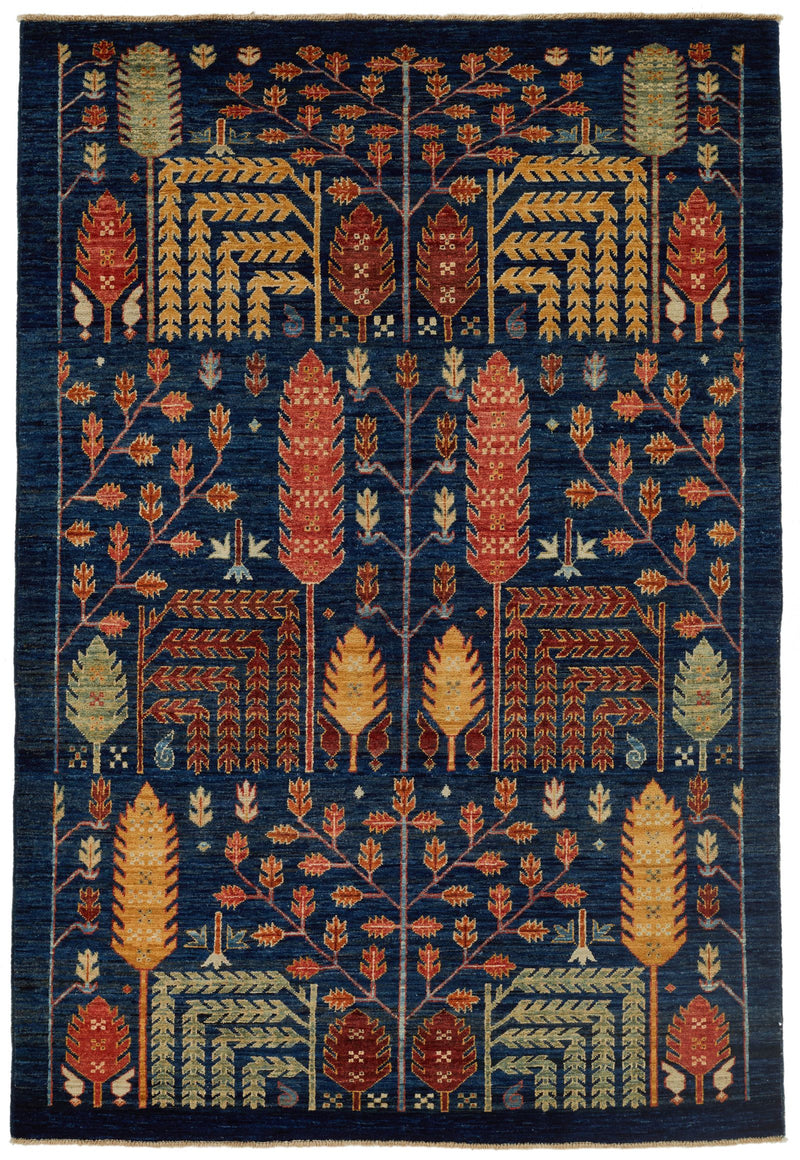 5x7 Navy and Multicolor Anatolian Traditional Rug