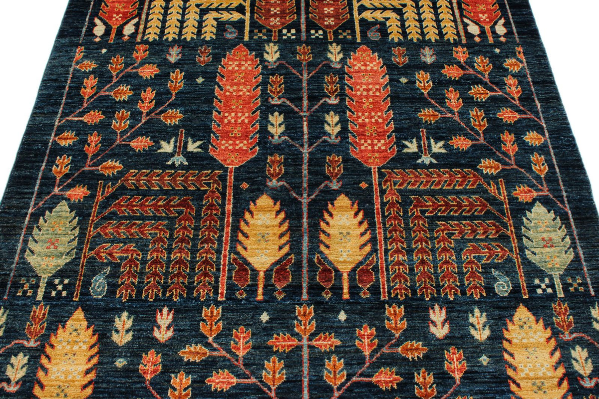 5x7 Navy and Multicolor Anatolian Traditional Rug