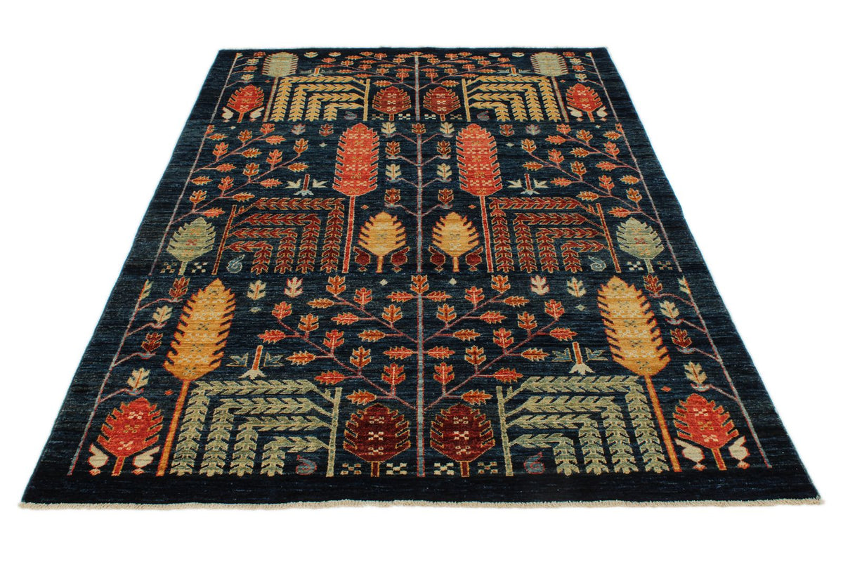 5x7 Navy and Multicolor Anatolian Traditional Rug