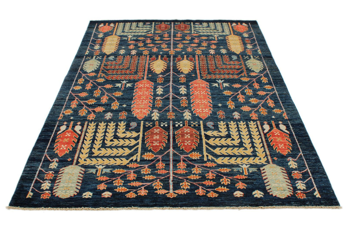 5x7 Navy and Multicolor Anatolian Traditional Rug