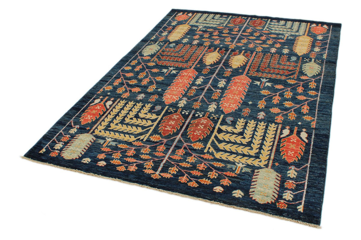 5x7 Navy and Multicolor Anatolian Traditional Rug