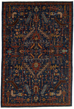 5x8 Navy and Multicolor Anatolian Traditional Rug