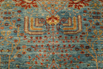 5x7 Blue and Rust Anatolian Traditional Rug