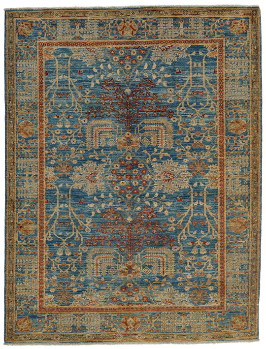 5x7 Blue and Multicolor Anatolian Traditional Rug