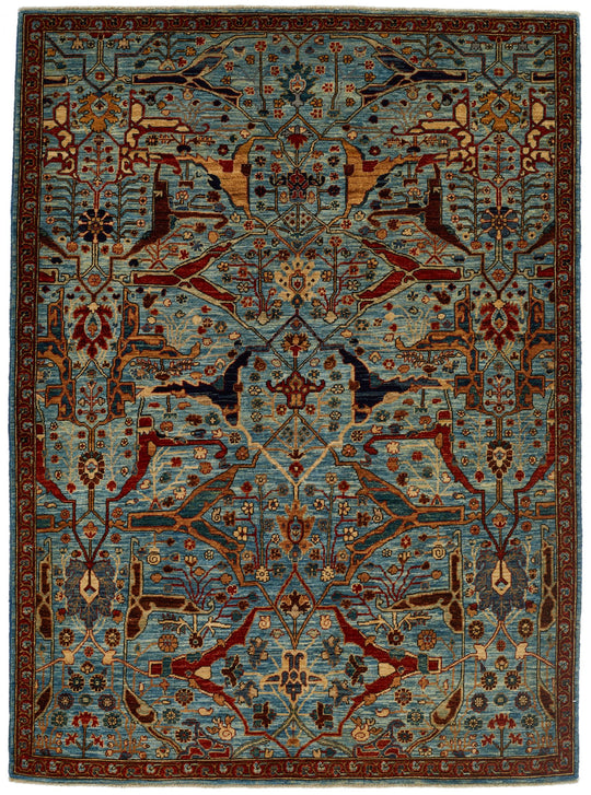 5x7 Blue and Multicolor Anatolian Traditional Rug