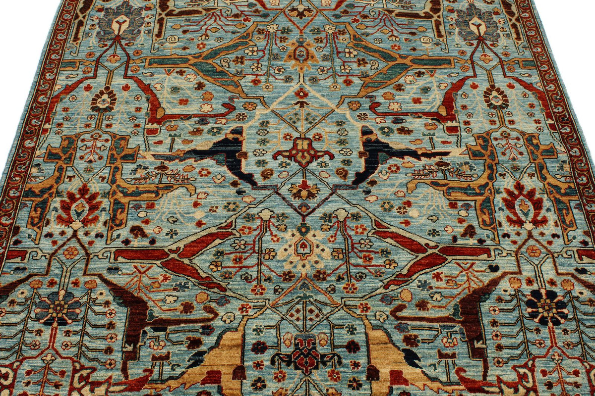 5x7 Blue and Multicolor Anatolian Traditional Rug