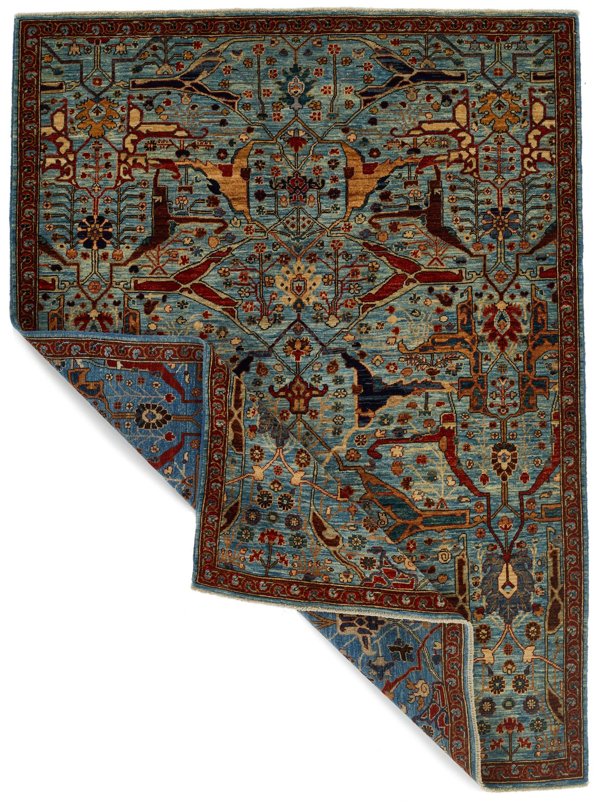 5x7 Blue and Multicolor Anatolian Traditional Rug