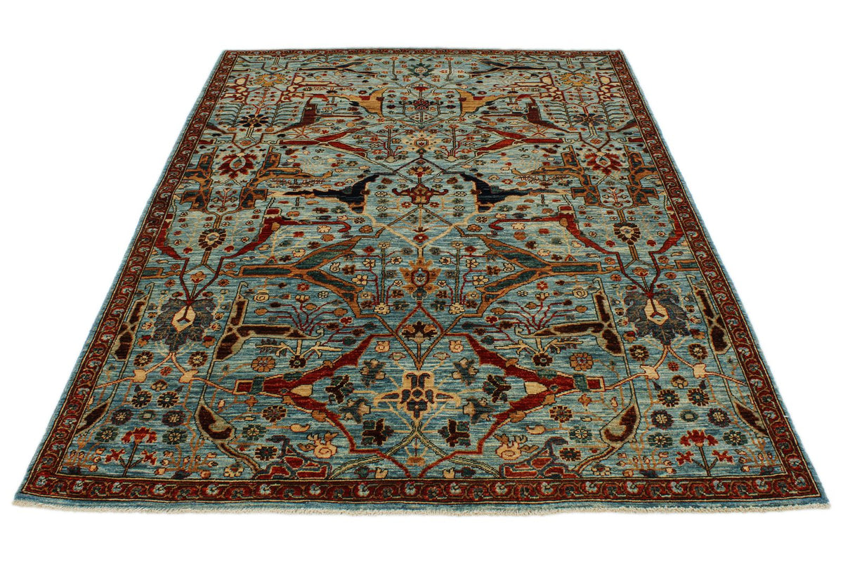 5x7 Blue and Multicolor Anatolian Traditional Rug