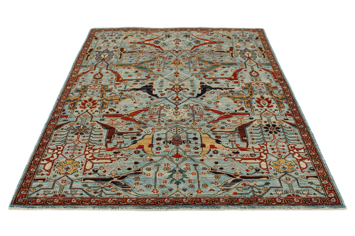 5x7 Blue and Multicolor Anatolian Traditional Rug