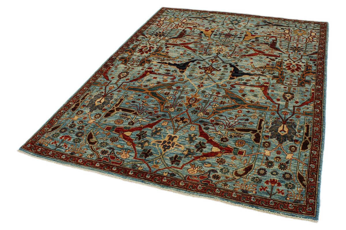 5x7 Blue and Multicolor Anatolian Traditional Rug
