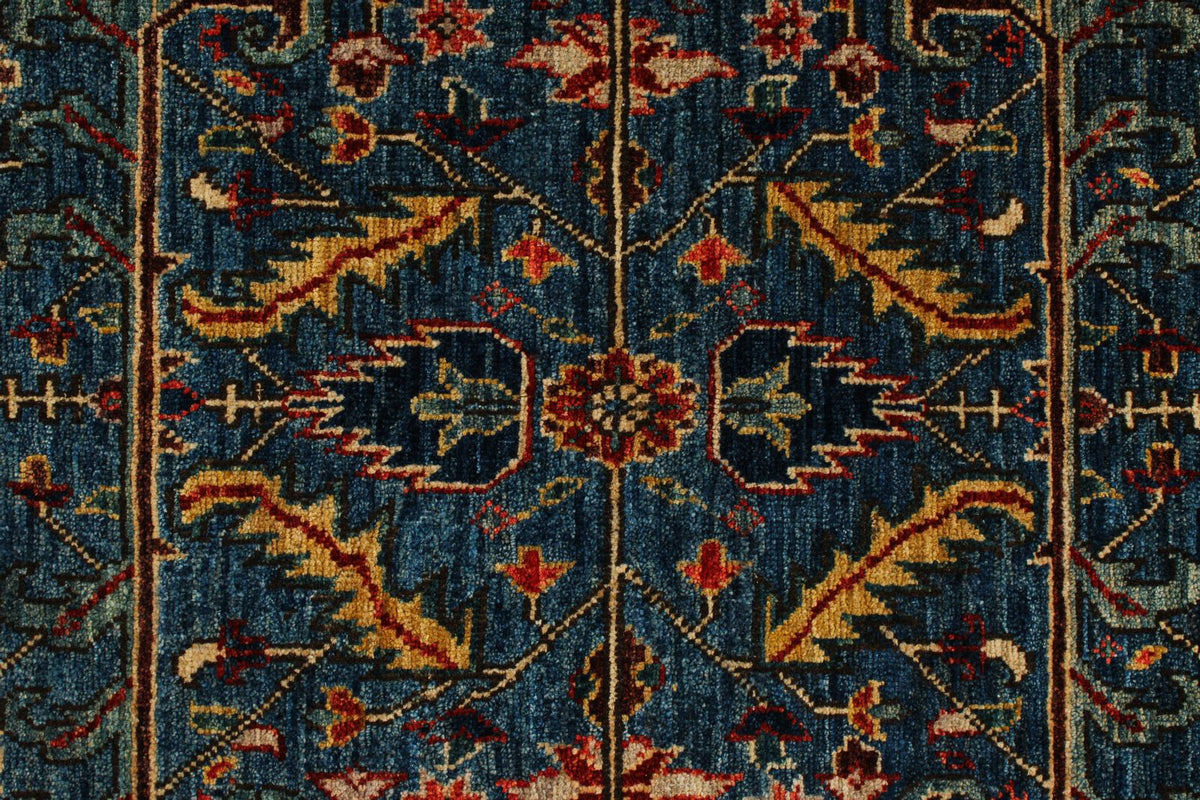 5x8 Blue and Rust Anatolian Traditional Rug