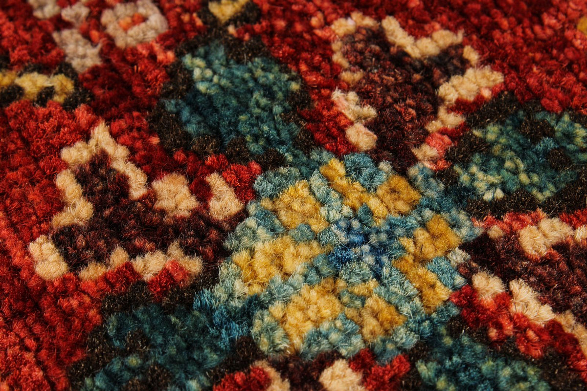 5x8 Blue and Rust Anatolian Traditional Rug