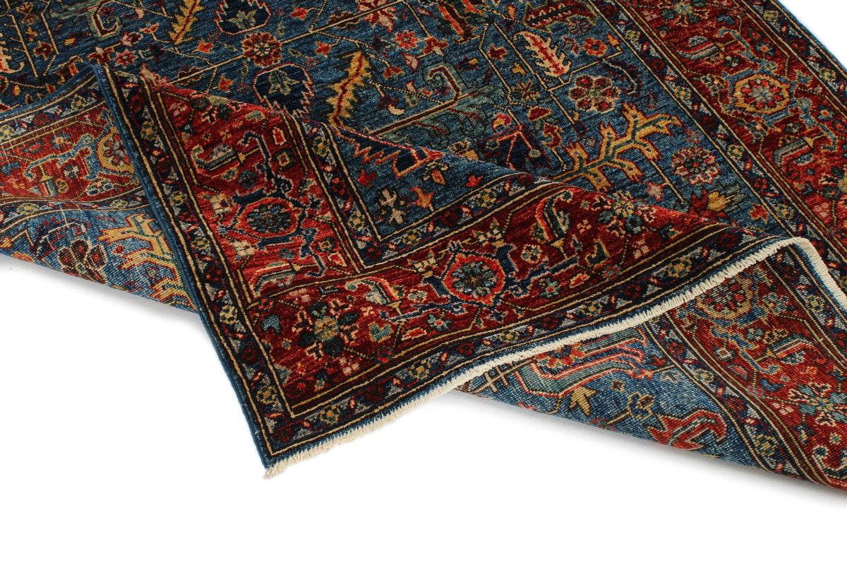 5x8 Blue and Rust Anatolian Traditional Rug