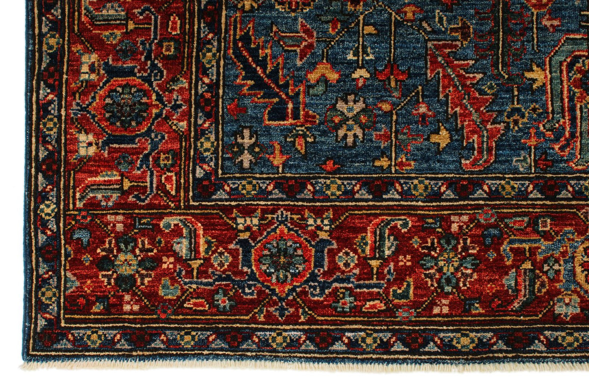 5x8 Blue and Rust Anatolian Traditional Rug