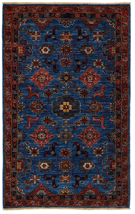 3x5 Blue and Rust Traditional Rug