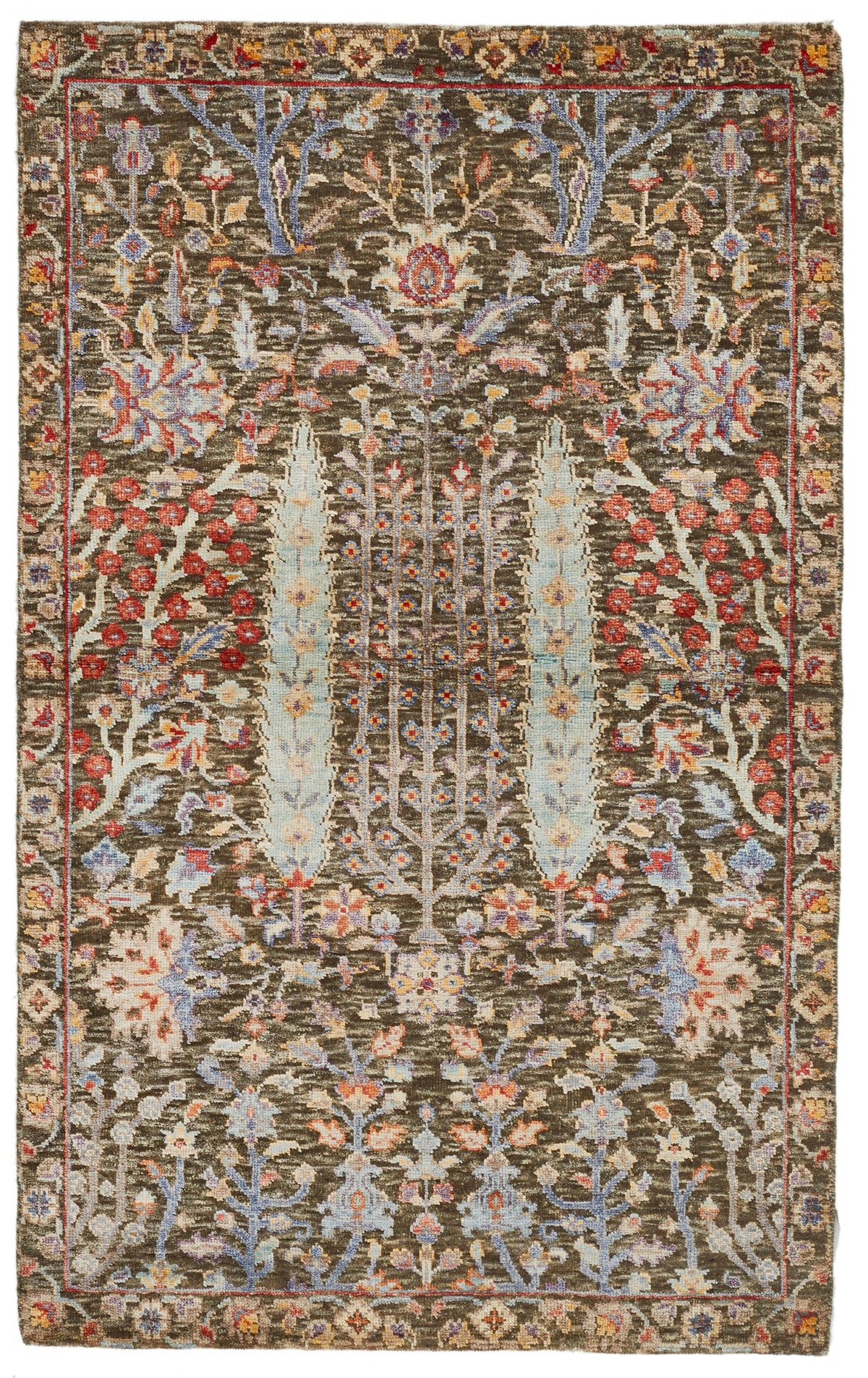 3x5 Gray and Multicolor Turkish Oushak Rug