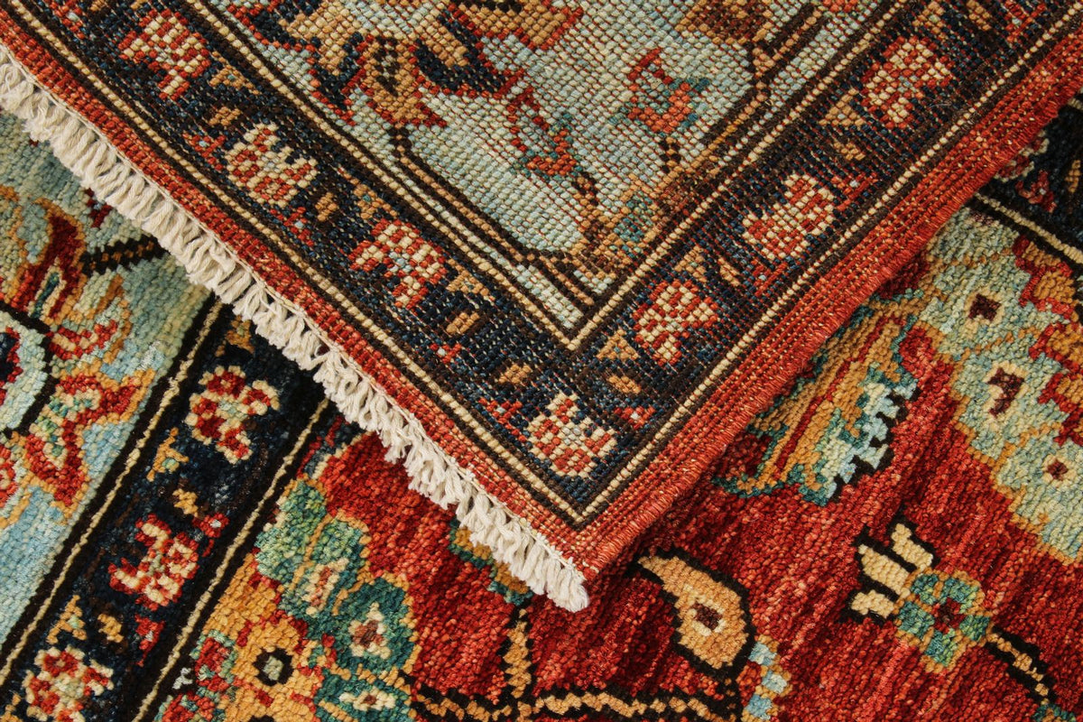 5x8 Rust and Blue Anatolian Traditional Rug