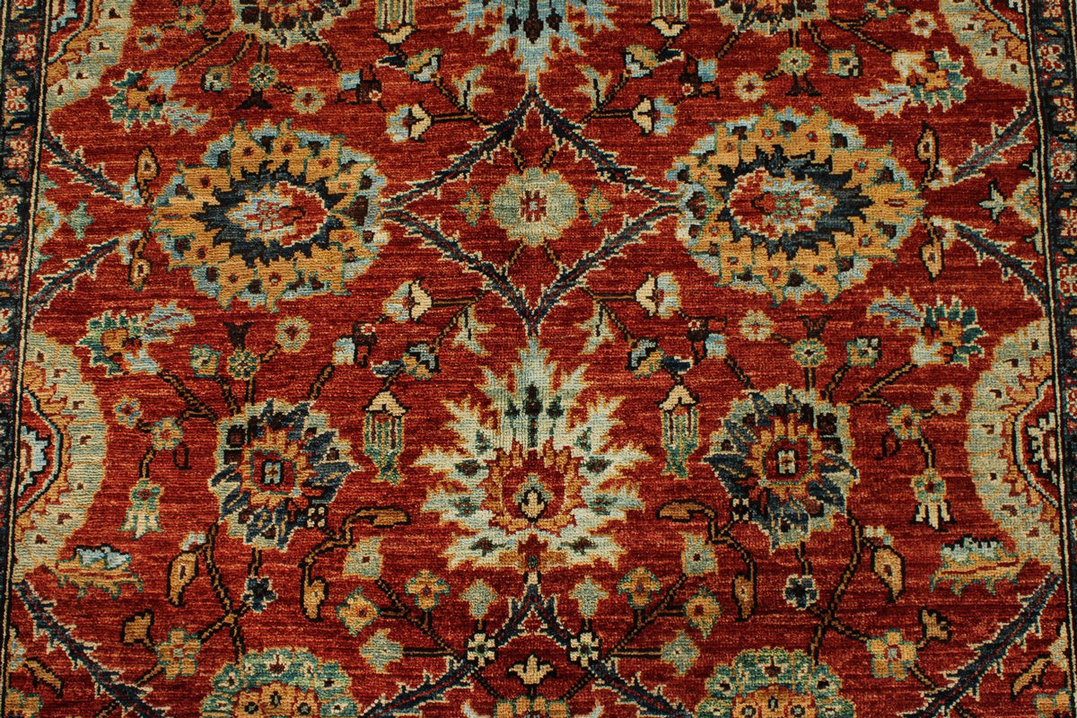 5x8 Rust and Blue Anatolian Traditional Rug