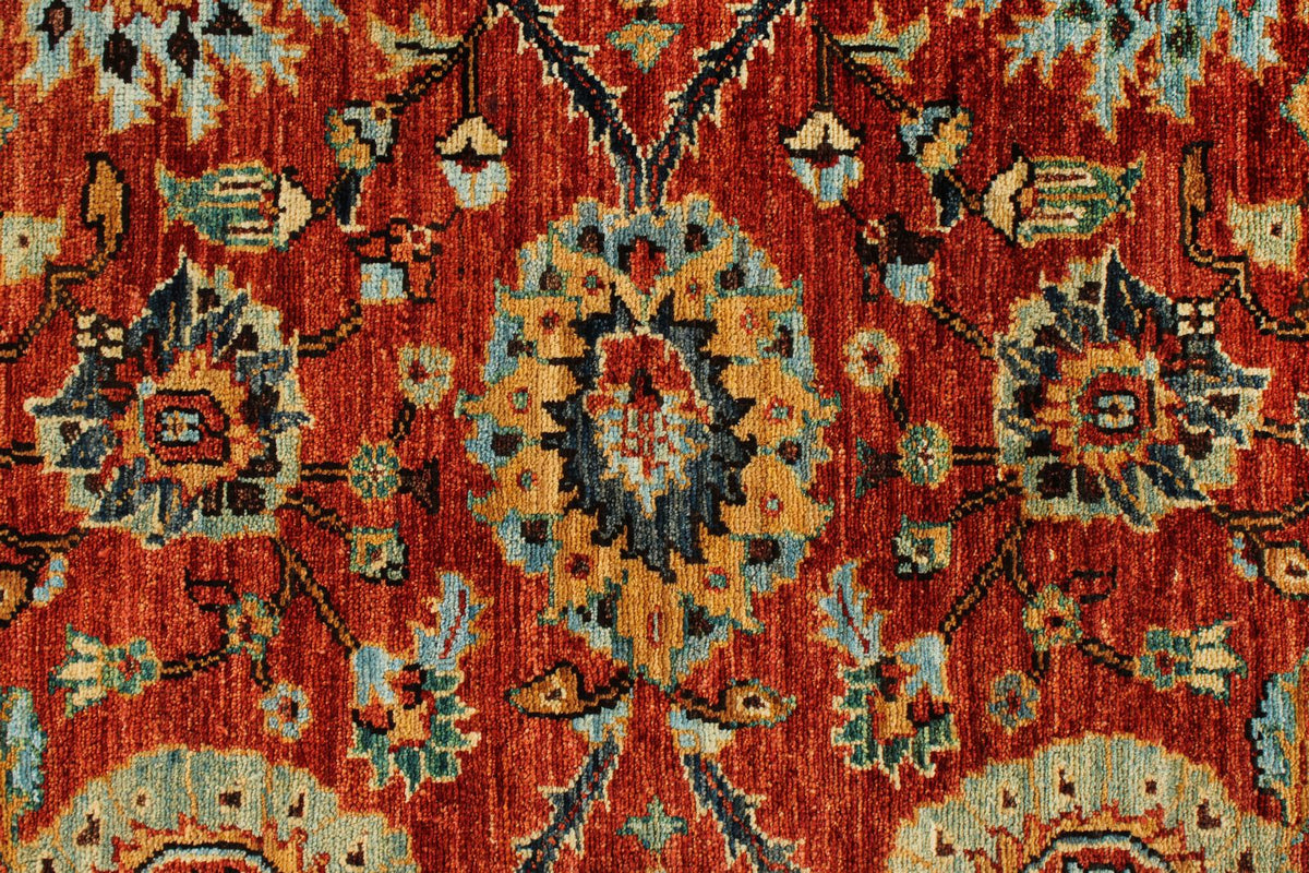 5x8 Rust and Blue Anatolian Traditional Rug