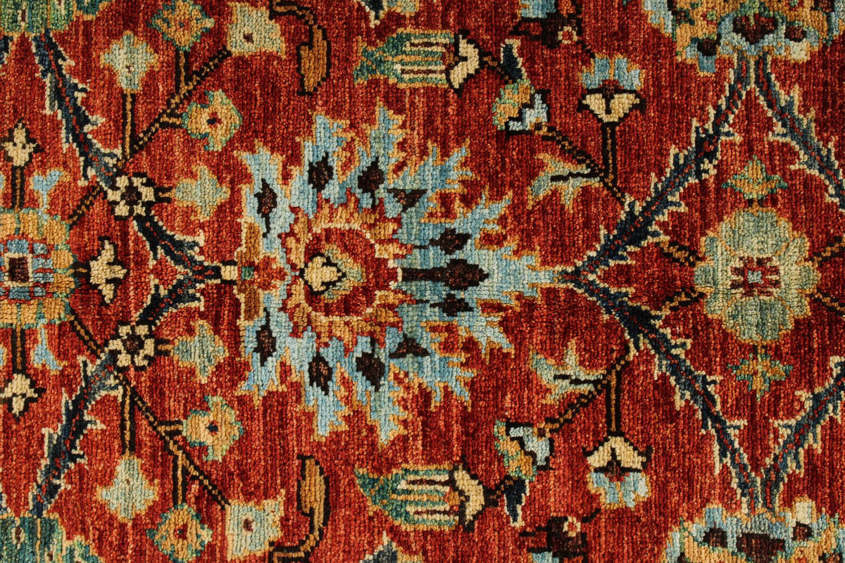 5x8 Rust and Blue Anatolian Traditional Rug