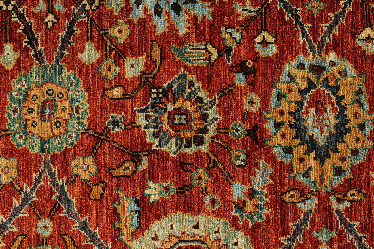 5x8 Rust and Blue Anatolian Traditional Rug