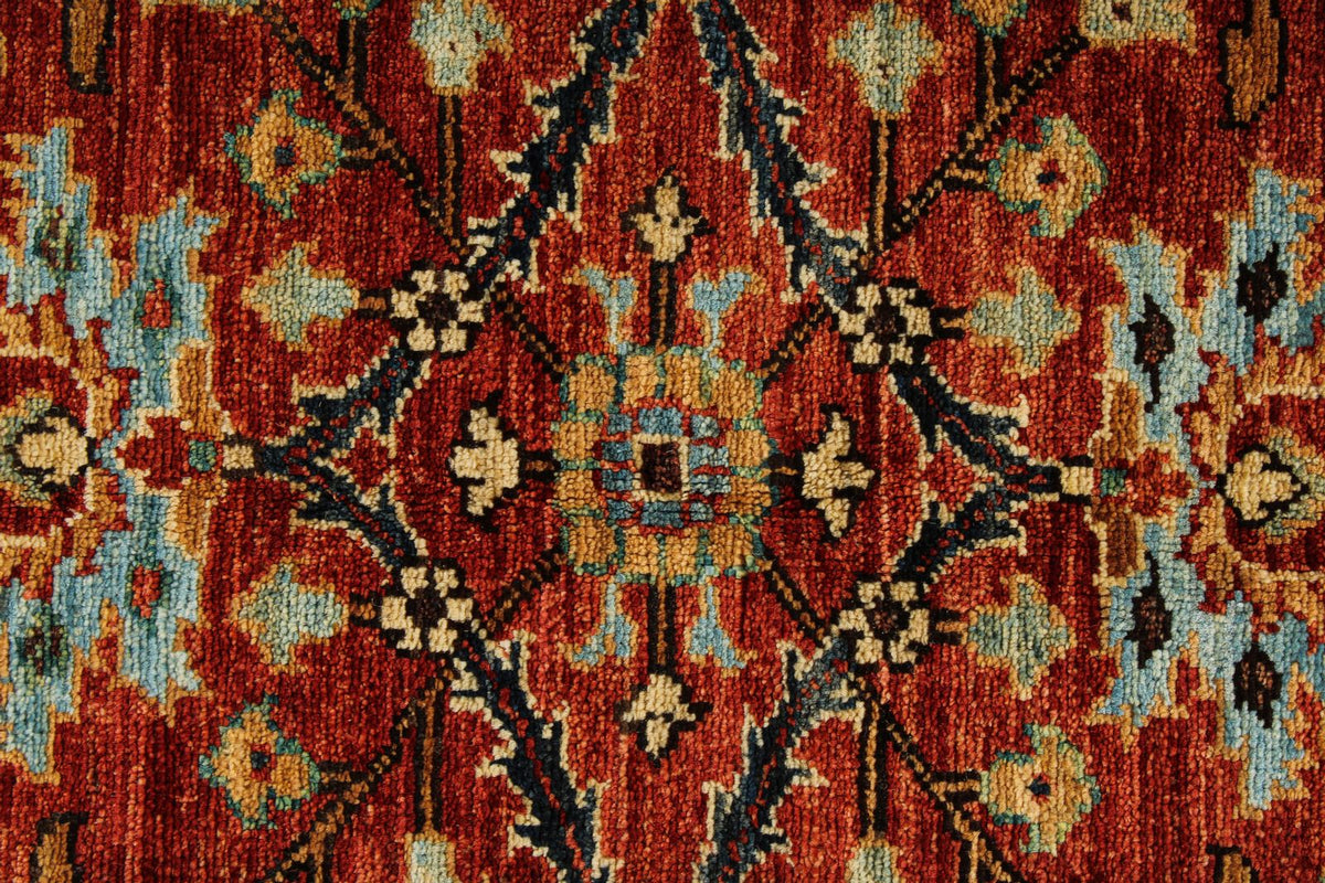 5x8 Rust and Blue Anatolian Traditional Rug